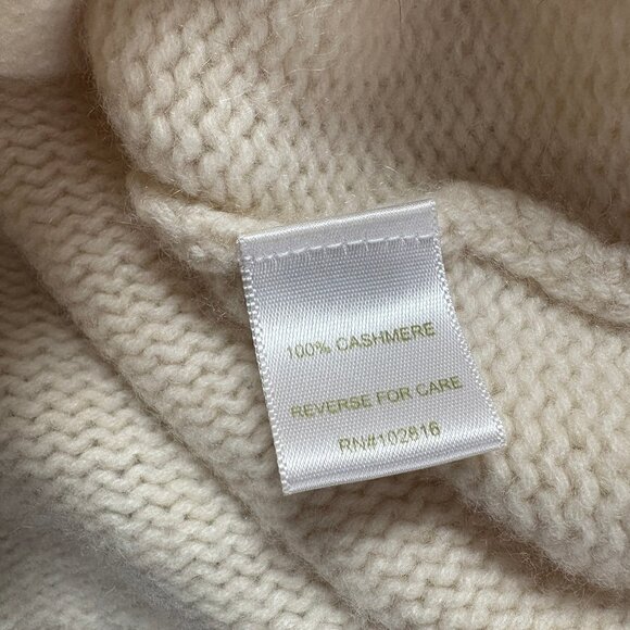 Garnet Hill 100% Cashmere Cable Detail Turtleneck Sweater Size Small Ivory White - Picture 4 of 13